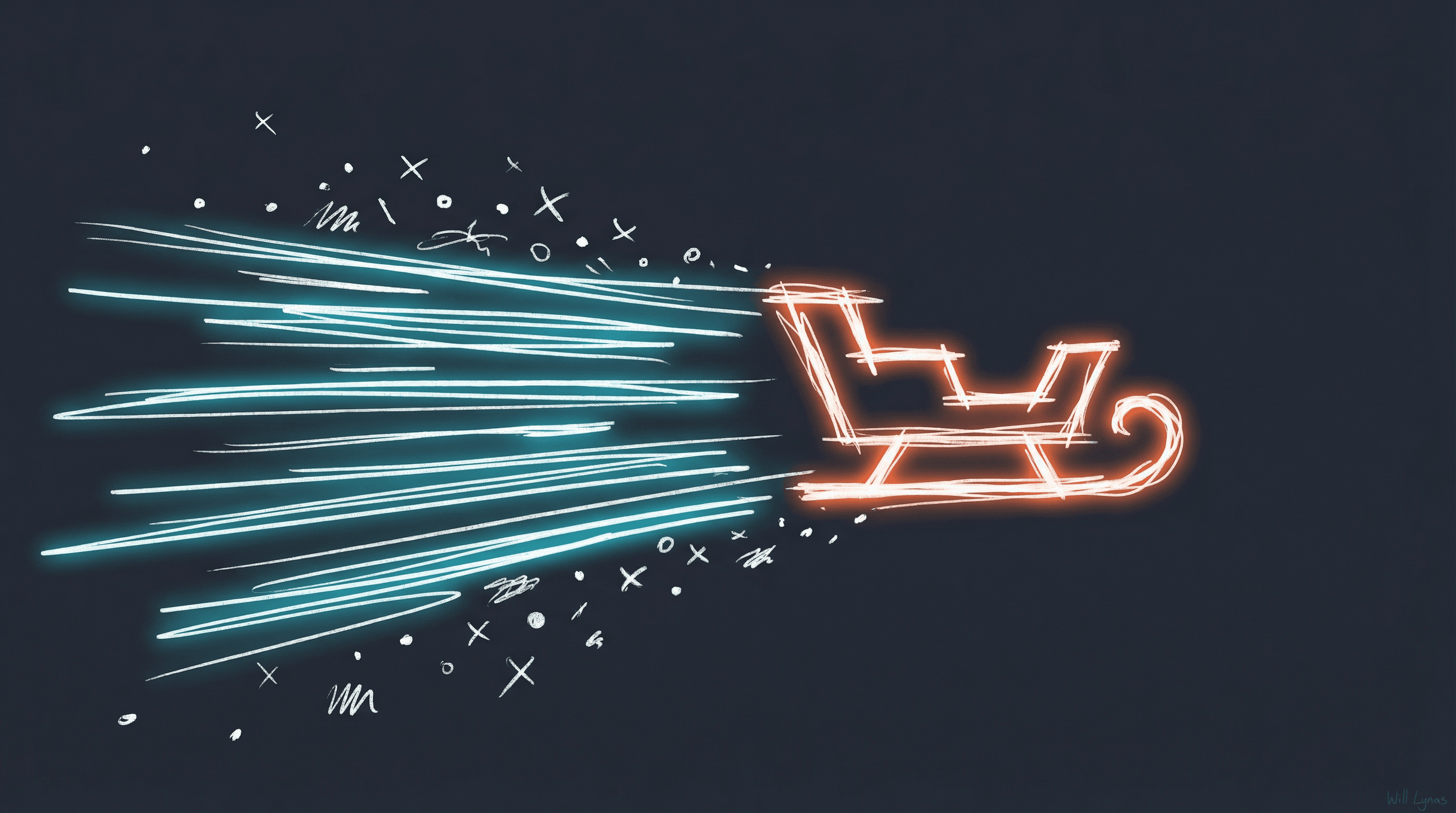 Racing sleigh with speed lines - optimisation visualised